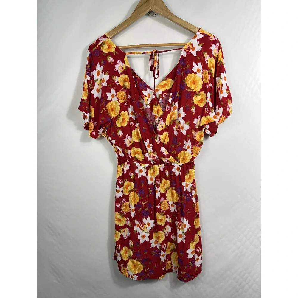 & Other Stories Floral‎ Mini Dress Sz US 8 Batwing Flowy Casual Beach Resort - Picture 2 of 10